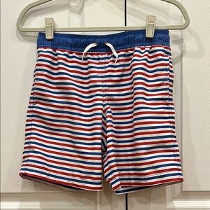 Hanna Andersson Red White and Blue Striped Kids Swim Trunks